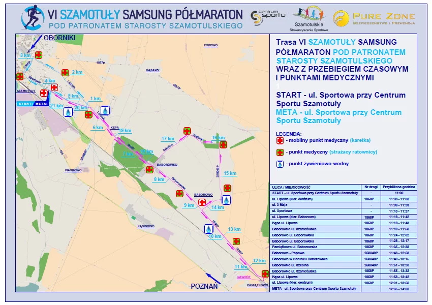 Trasa tegorocznego VI Szamotuły Samsung Półmaratonu